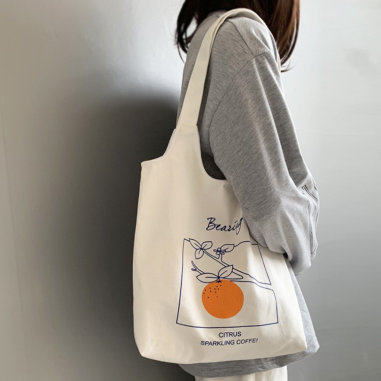ins Female Literature and Art College Students Class Simple Environmental Protection Canvas Bag Postgraduate Entrance Examination Shoulder Large Capacity Portable Shopping Bag