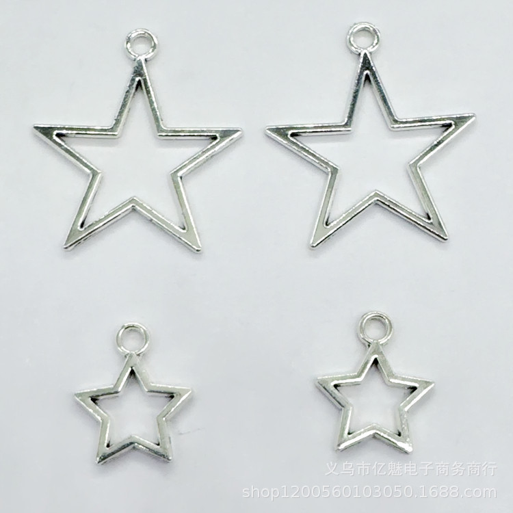 AliExpress personality matching DIY accessories big five-pointed star hollow five-pointed star bracelet earrings necklace pendant
