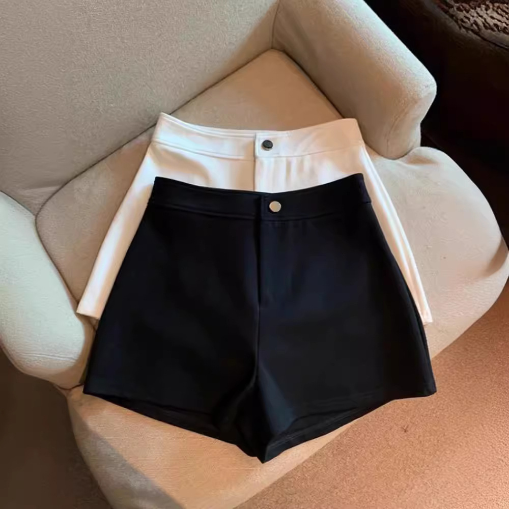 Black Lower Body Missing Suit Shorts Women's 2024 Summer High Waist Slimming A- line Tight Stretch Hot Pants for Hot Girls