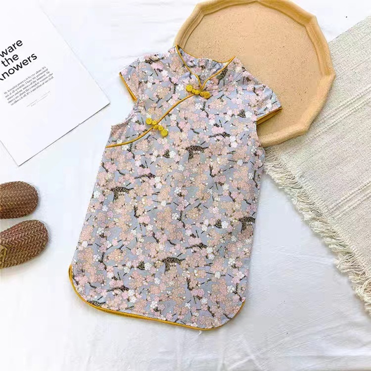 Picture of Summer New Style Girls 2025 New Style Girls Pure Cotton Chinese Style Ethnic Cheongsam Princess Skirt Baby Skirt