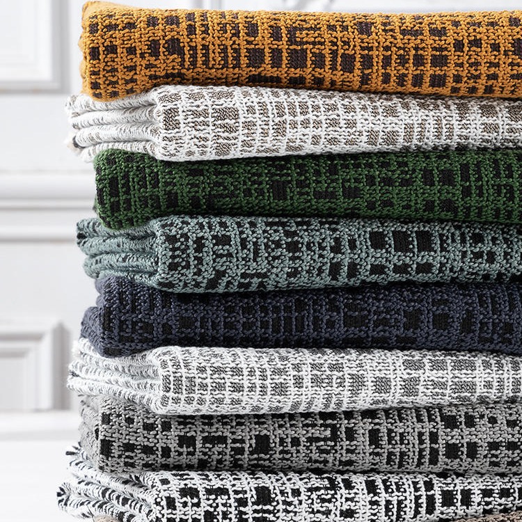 Thickened burlap high-grade sofa fabric made by yourself plaid cotton and linen sofa cover fabric old coarse cloth soft bag