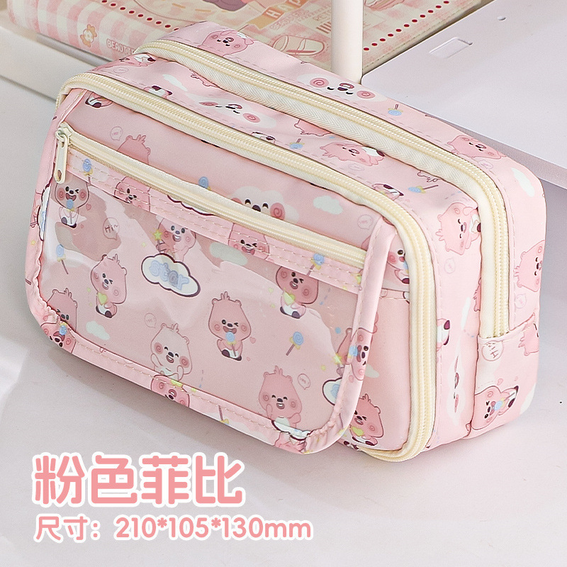 Picture of 3877 New Black and White Puppy Super Large Capacity Student Pencil Bag Multi-compartment Student Stationery Storage Pencil Bag
