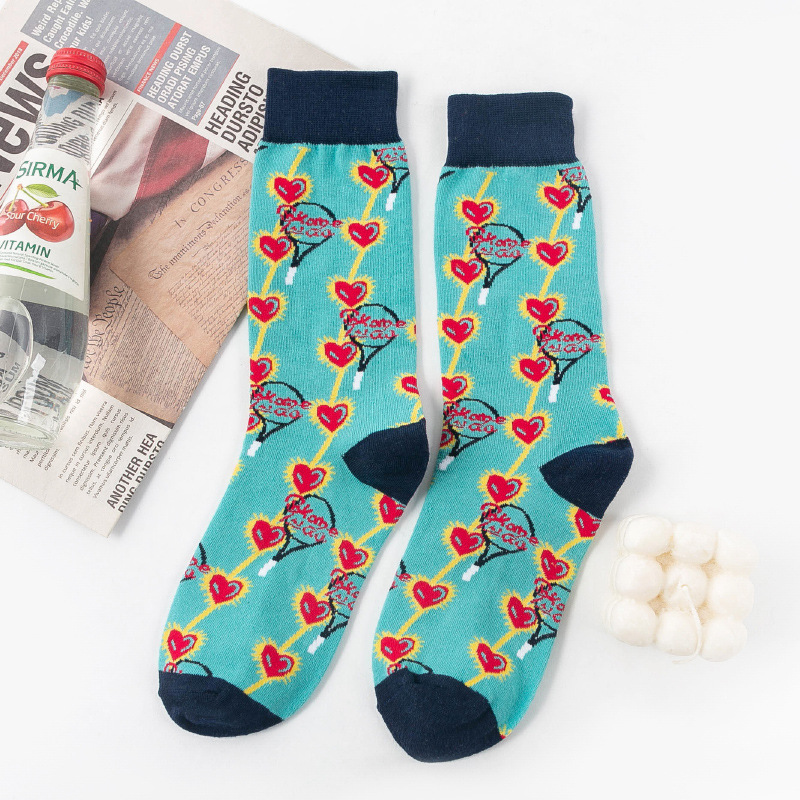 Picture of OLITA French Illustration Cartoon Artistic Plaid Women's High-rise Japanese Style Retro Casual Cute Socks Ins Trendy