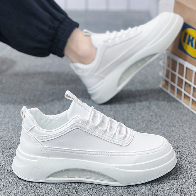 White Shoes Men's 2024 New Spring Breathable Sports All-match Air Cushion Board Shoes Thick Sole Heightening Casual Trendy Shoes