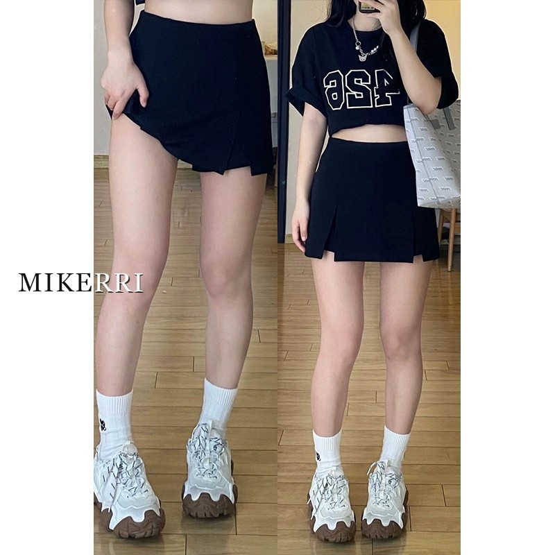 Split suit skirt women's black skirt spring 2024 New High waist A- line skirt hip skirt pantskirt skirt