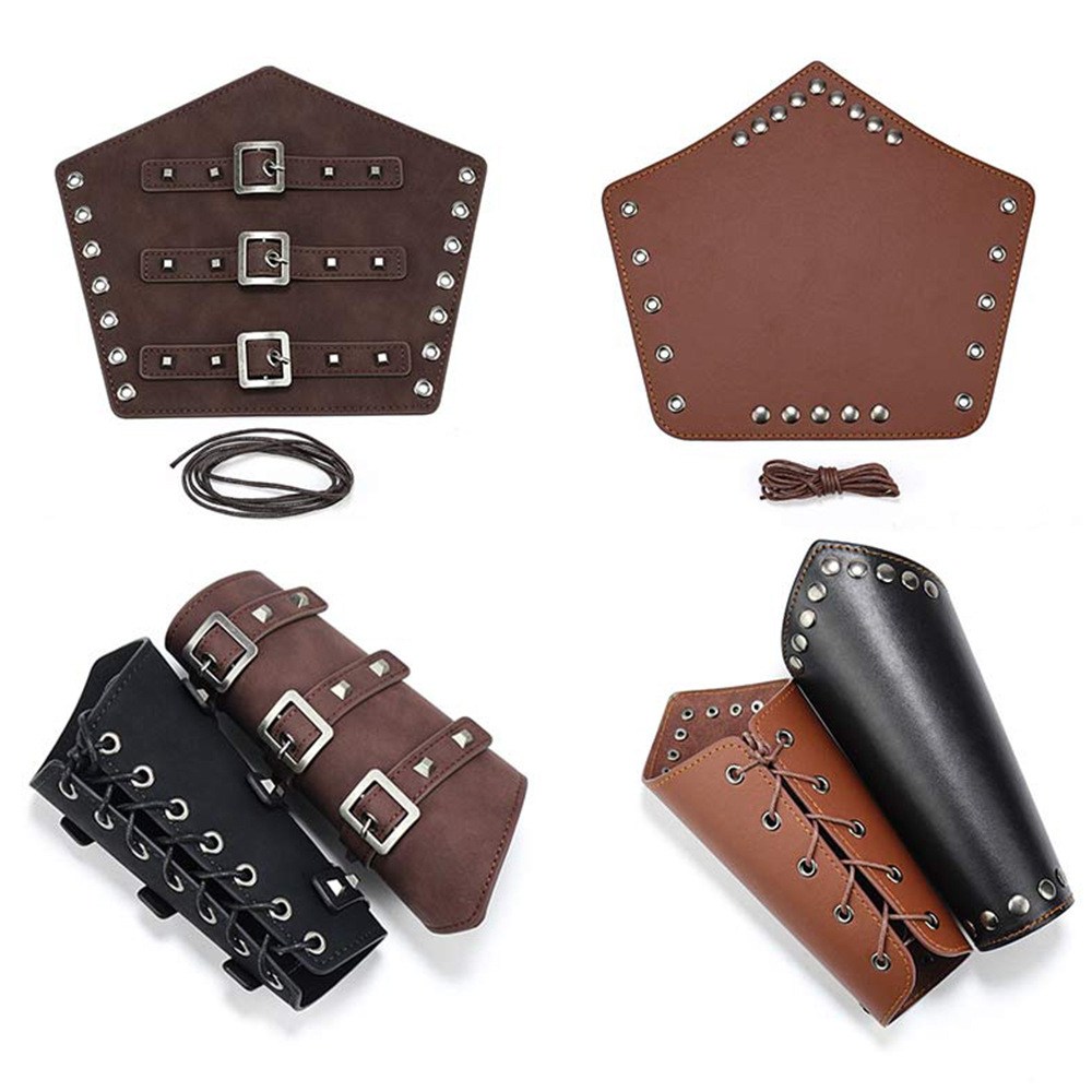 Picture of Cross-border Medieval Men's Leather Bracer Retro Punk Hand Guard Carnival cosplay Costume Accessories Arm Guard