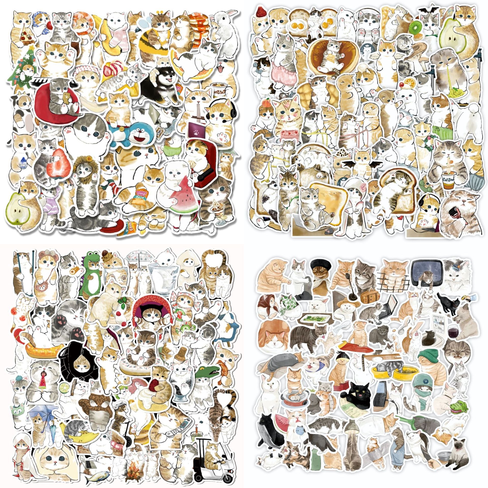 300 cute coquettish cat graffiti decorative stickers luggage skateboard helmet water bottle hand account stickers