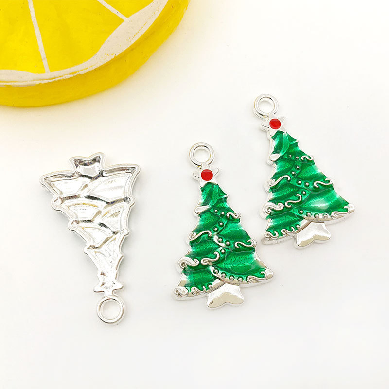 Picture of 1 Christmas tree snowflake bell diy alloy accessories bracelet necklace key ring small pendant oil drop small pendant