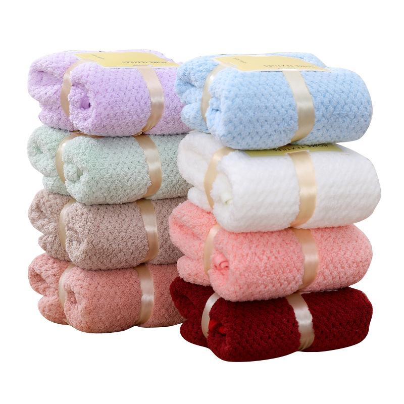 Picture of Wedding gift coral fleece absorbent towel 35*75 tie card wine red joy square towel hand gift