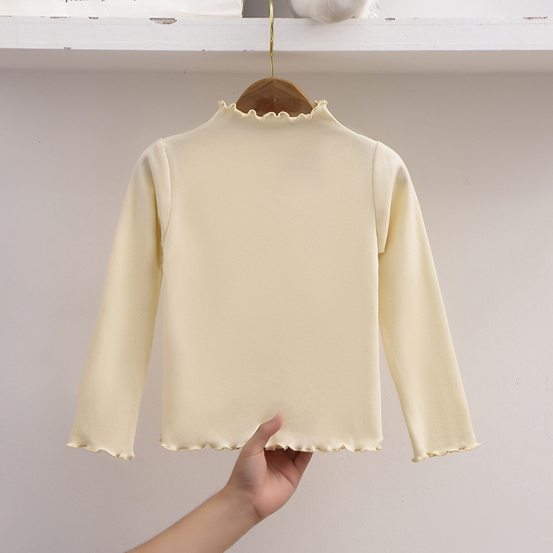 Picture of [Factory wholesale] girls' bottoming shirt autumn and winter 2023 new children's western style wooden ear solid color long sleeve T-shirt