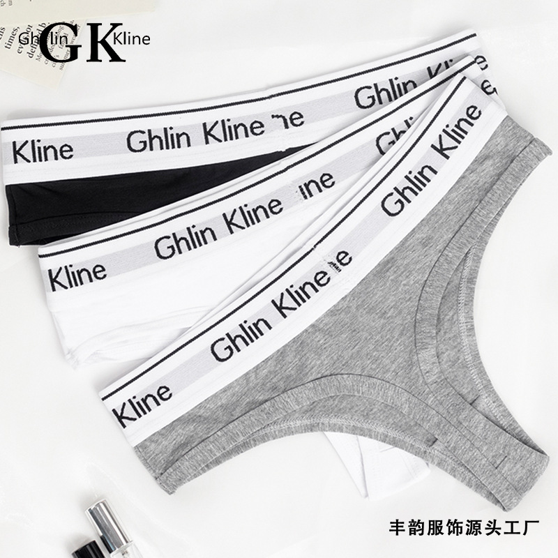Rich Rhyme Simple Sports Women's Underwear Black and White Grey Classic Summer High Split Sexy Hot Girl Triangle thong for Women