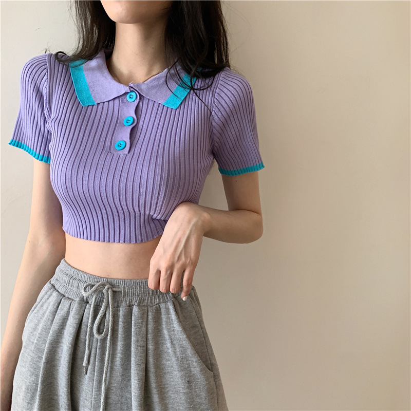 Picture of Base Shirt 2023 Summer New Tight Short Knitted Top Women's Summer Slim-fit Summer Short-sleeved Sweater