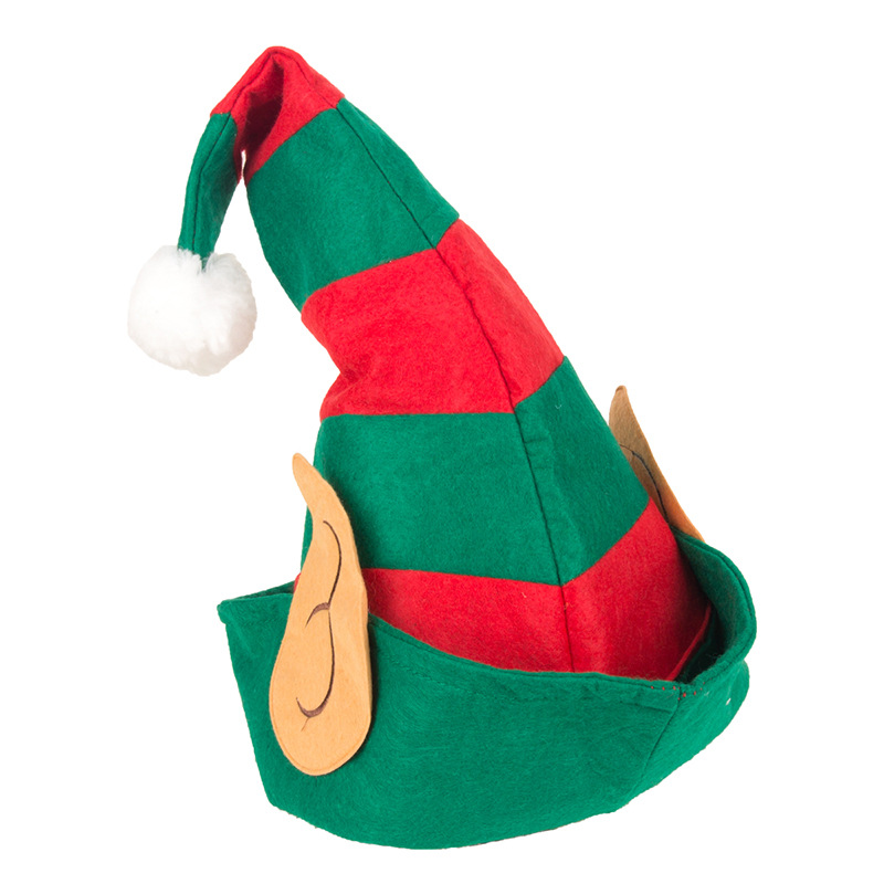 Picture of Christmas hat Christmas hat clown hat ears red and green striped hat Christmas party decorations children's elf hat