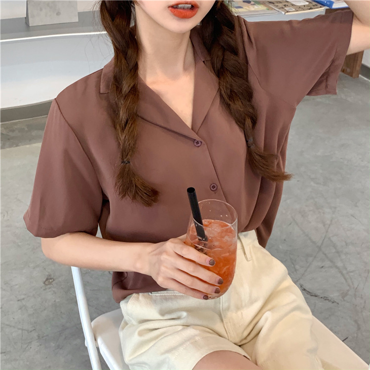 Picture of Elegant Lapel White Shirt Women's Design Sense Niche Top Summer 2025 New Women's All-match Short-sleeved Shirt Trendy