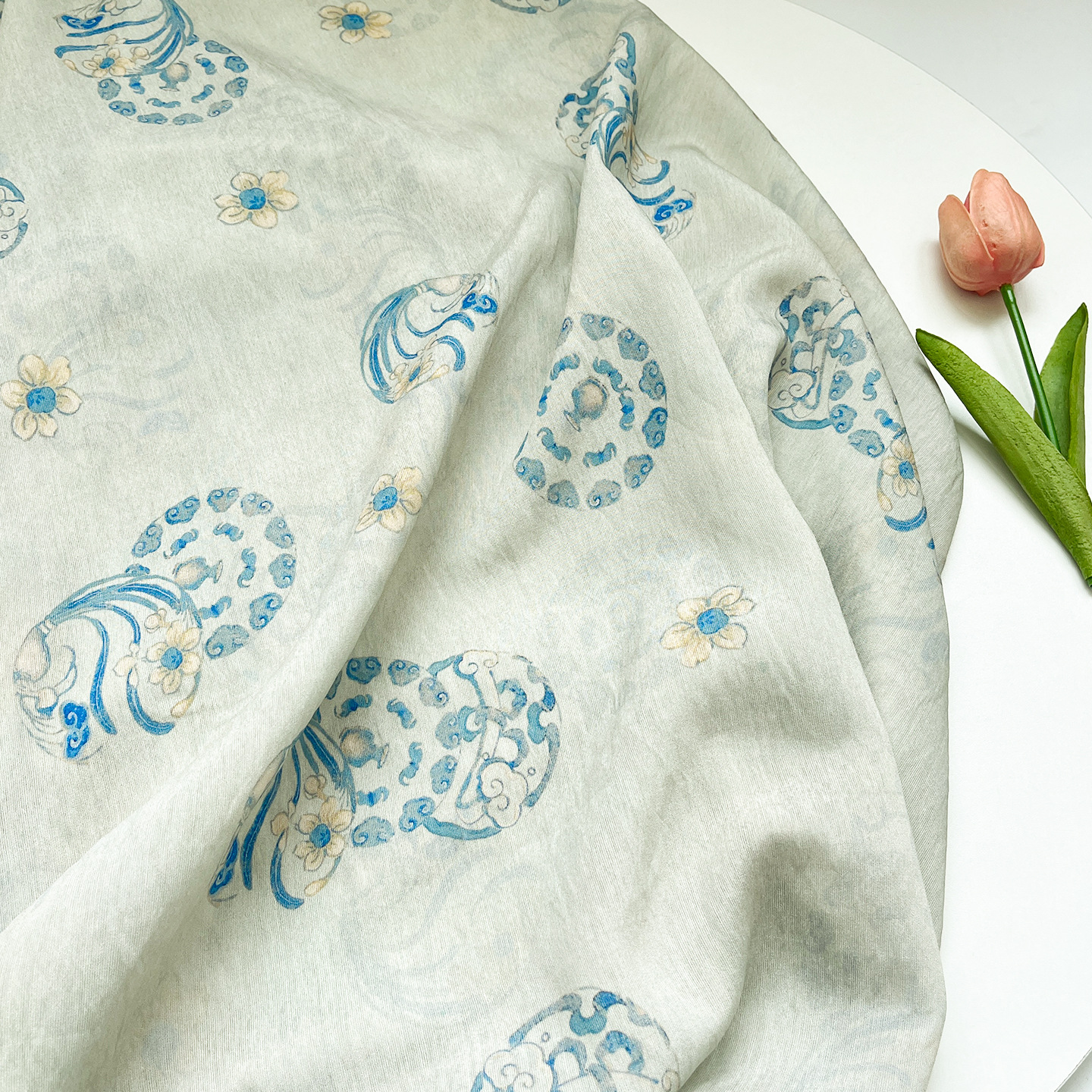 Tuan Pattern Digital Printed Fabric New Chinese Style Brocade Cotton Fabric Chinese Style Cheongsam Dress Top Hanfu Fabric