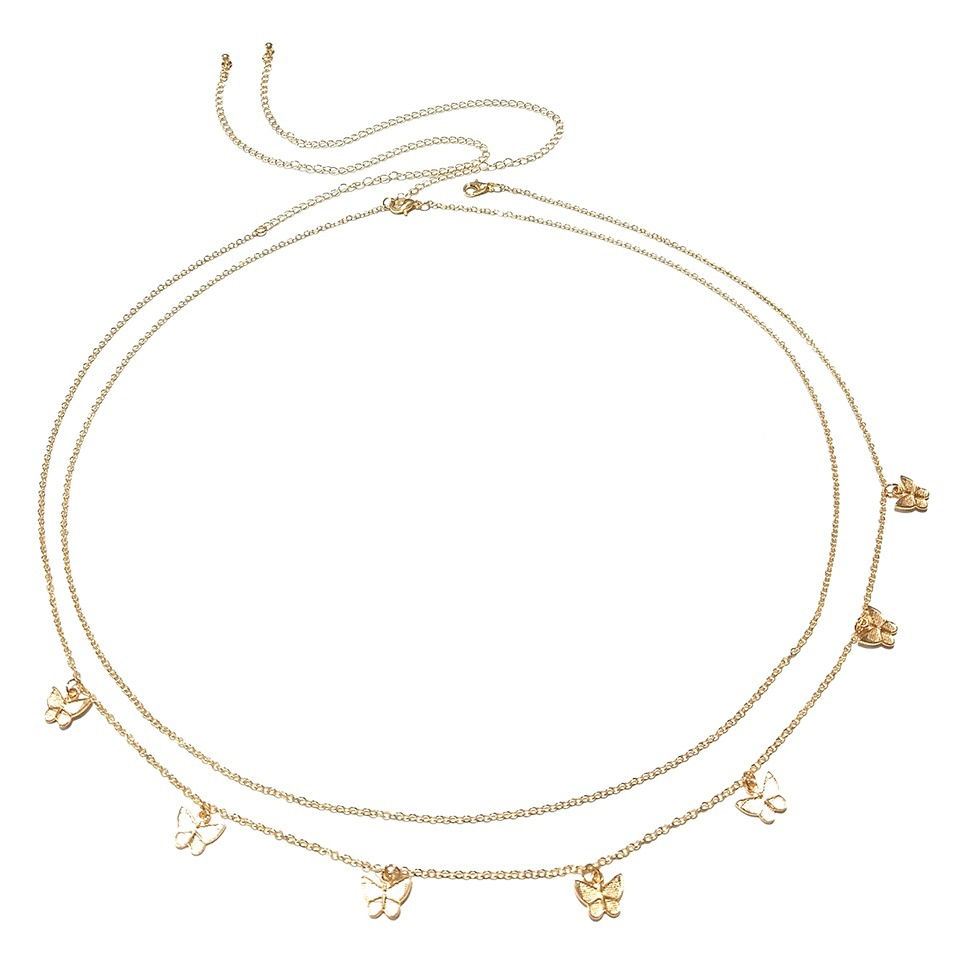 European and American Cross-border Hot Selling Simple Butterfly Body Waist Chain Women Belly Body Chain Summer Bikini Beach Waist Chain
