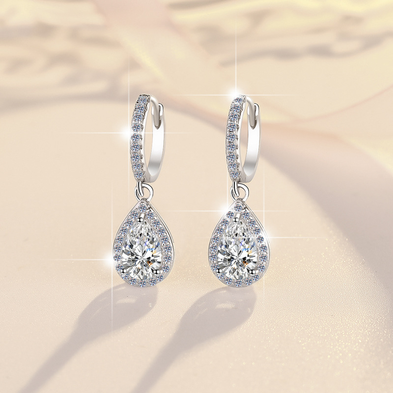 Moissanite women's earrings 1 karat fashion drop earrings manufacturers wholesale cross-border supply 925 sterling silver jewelry earrings