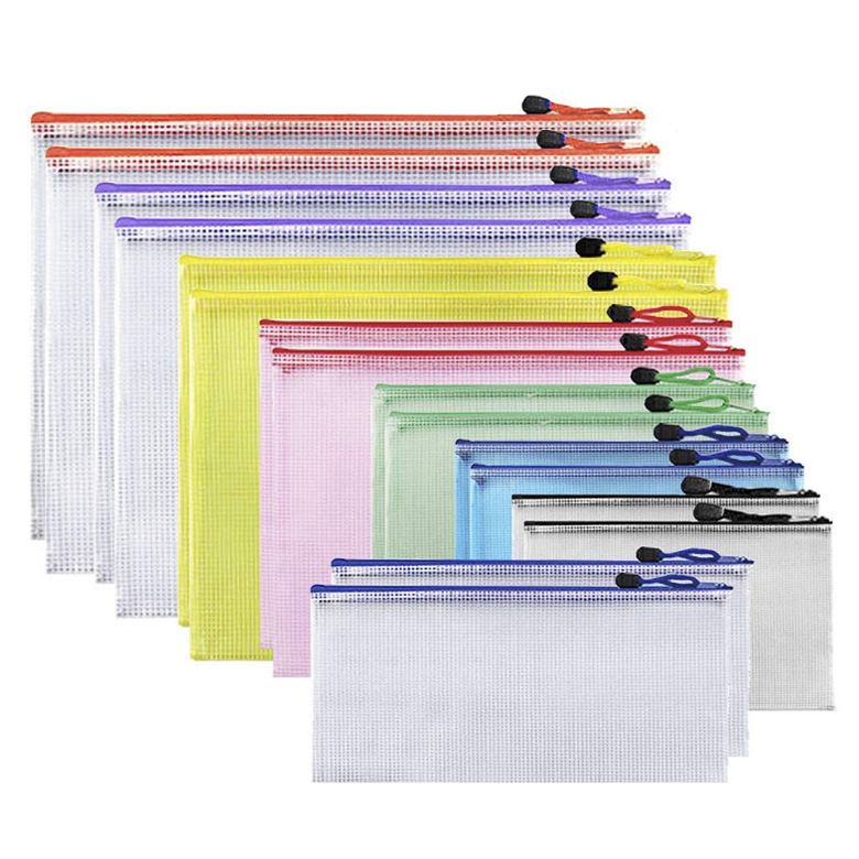 Picture of Grid File Bag Customized Pvc Transparent File Bag Zipper Type Thickeneded Waterproof Stationery Bag A4 File Storage Bag
