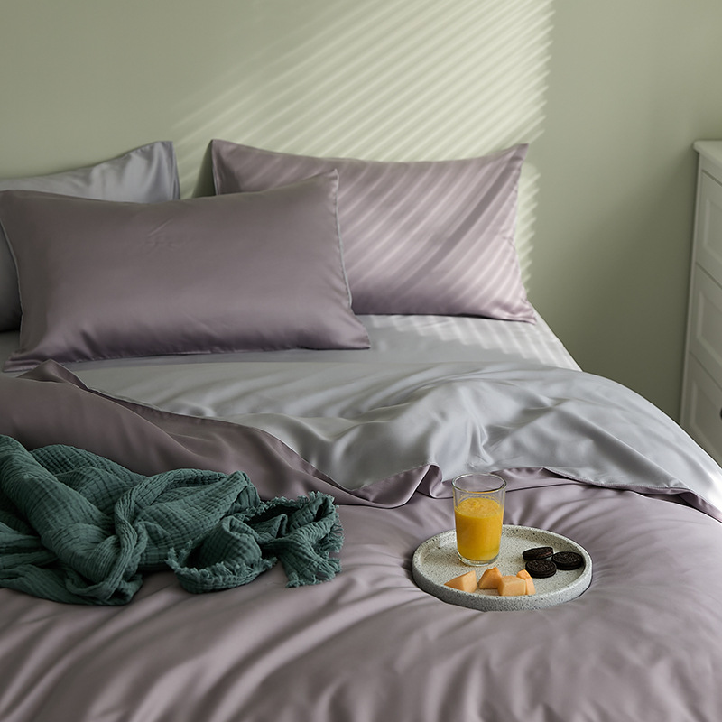 Picture of Light Luxury 60-Count Lenzing Tencel Four-Piece Set Double-Sided Lyocell Cool Ice Silk Cool Feeling Naked Sleeping Tencel Bed Bed Sheets Quilt Cover