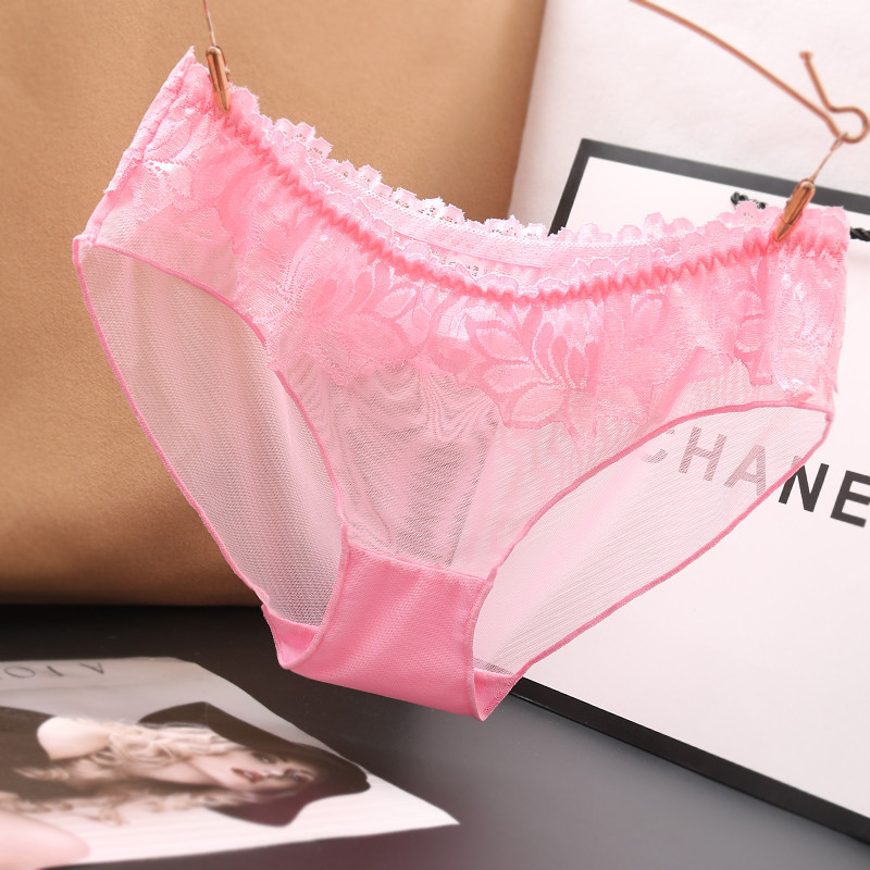 Sexy Transparent Lace Underwear Women's Low Waist Seamless Hot Japanese Large Size Perspective Mesh Cotton Trousers
