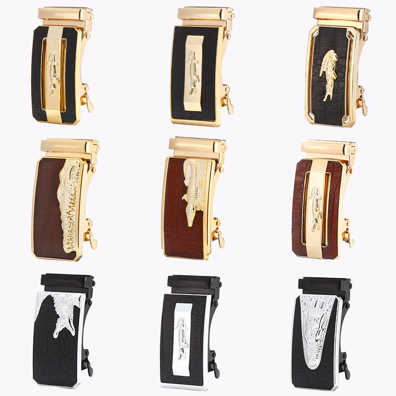 Men's 4cm automatic buckle leather crocodile iron buckle head suitable for 3.5cm wide band manufacturers wholesale