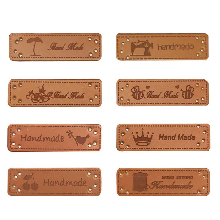 Customized 1.5cm wide handmade leather leather logo tag PU leather logo for luggage hat tag