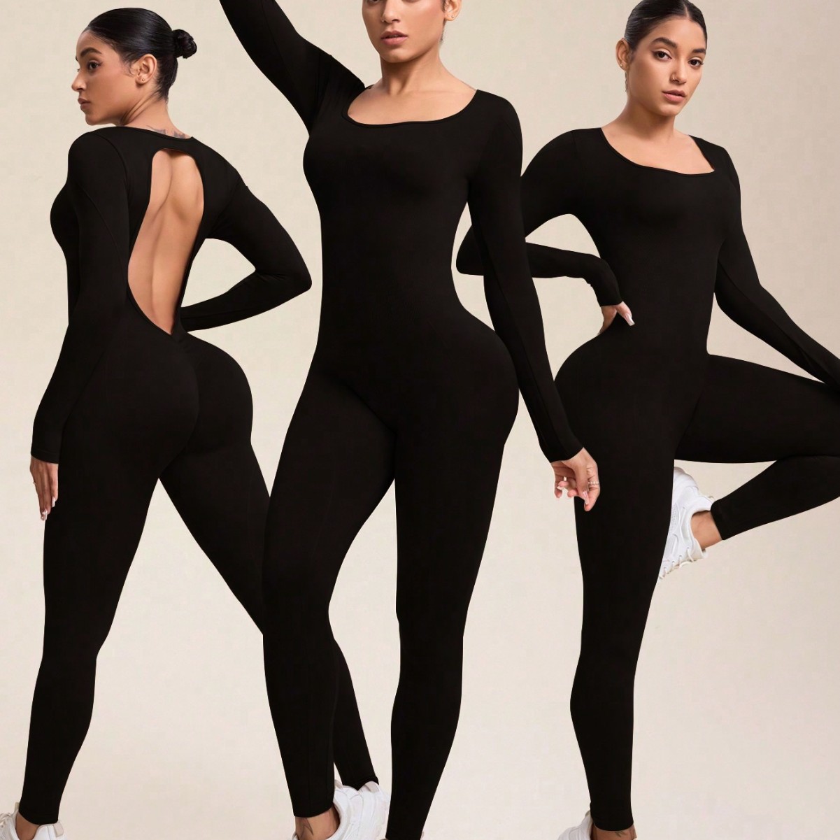 European and American Cross-Border Popular Moisture-Wicking Seamless Backless High-Elastic Tight-Fitting Sports Yoga Fitness Suit Jumpsuit