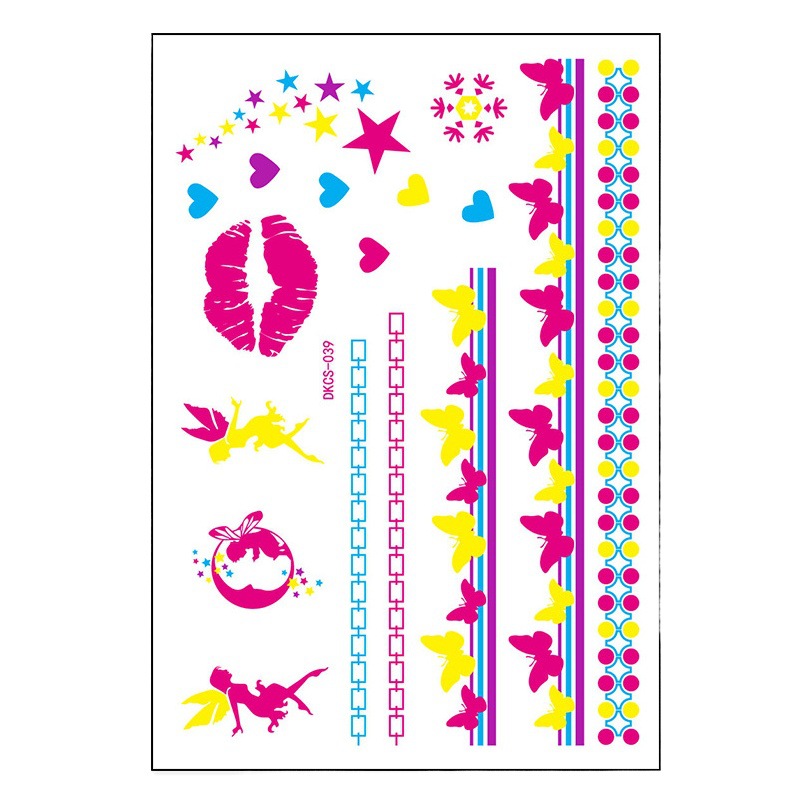Cross-border hot sale creative fluorescent flower arm tattoo stickers face stickers waterproof feather tattoo arm tattoo stickers in stock