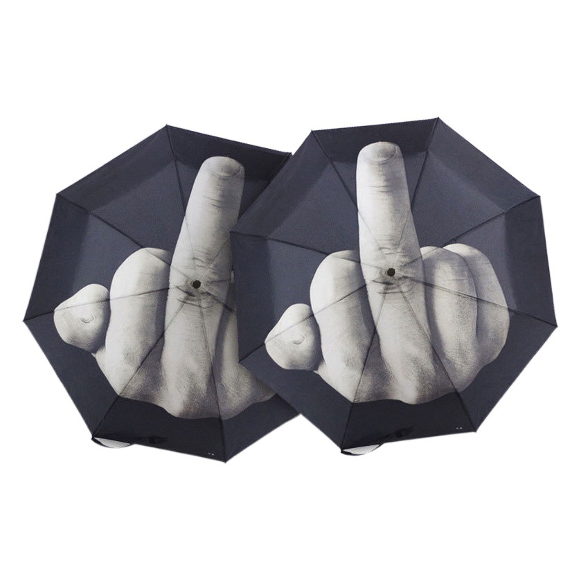 Students' Personalized Vertical Middle Finger Automatic Umbrella Customized UV-proof Three-fold Sunny and Rain Dual-purpose Outdoor Sunshade Umbrella