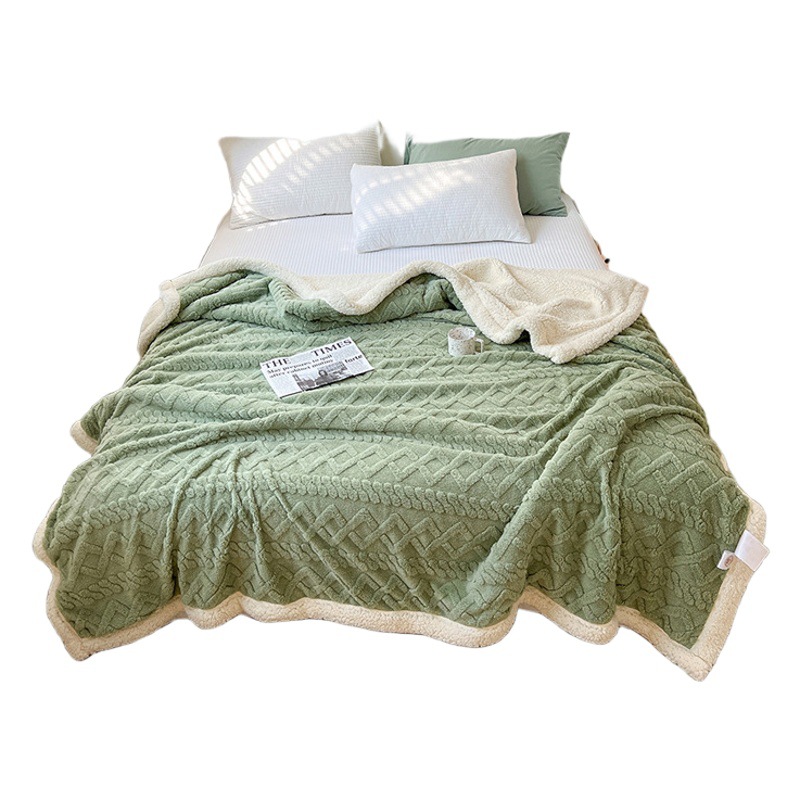 Picture of Thickened Coral Fleece Flannel Lamb Fleece Blanket Nap Sofa Blanket Office Shawl Air Conditioning Blanket