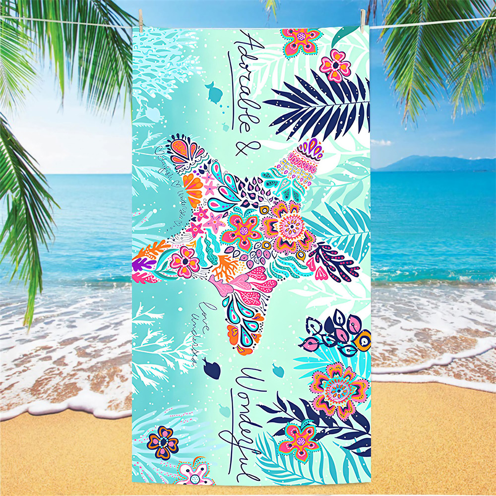 Picture of Cross-border microfiber double-sided velvet beach towel custom LOGO digital printing large bath towel rectangular thick towel