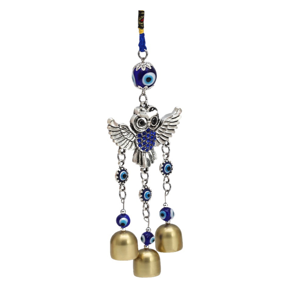 2021 New Vintage Owl Bell Pendant Devil's Eye Wall Hanging Door and Window Decorations Car Pendant Wall Hanging