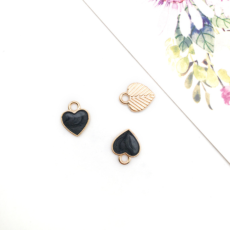 Picture of 1 K-Style of Oil Dripping Peach Heart-Shaped Pendant DIY Zinc Alloy Pendant Earrings Necklace 11mm Jewelry Accessories Material