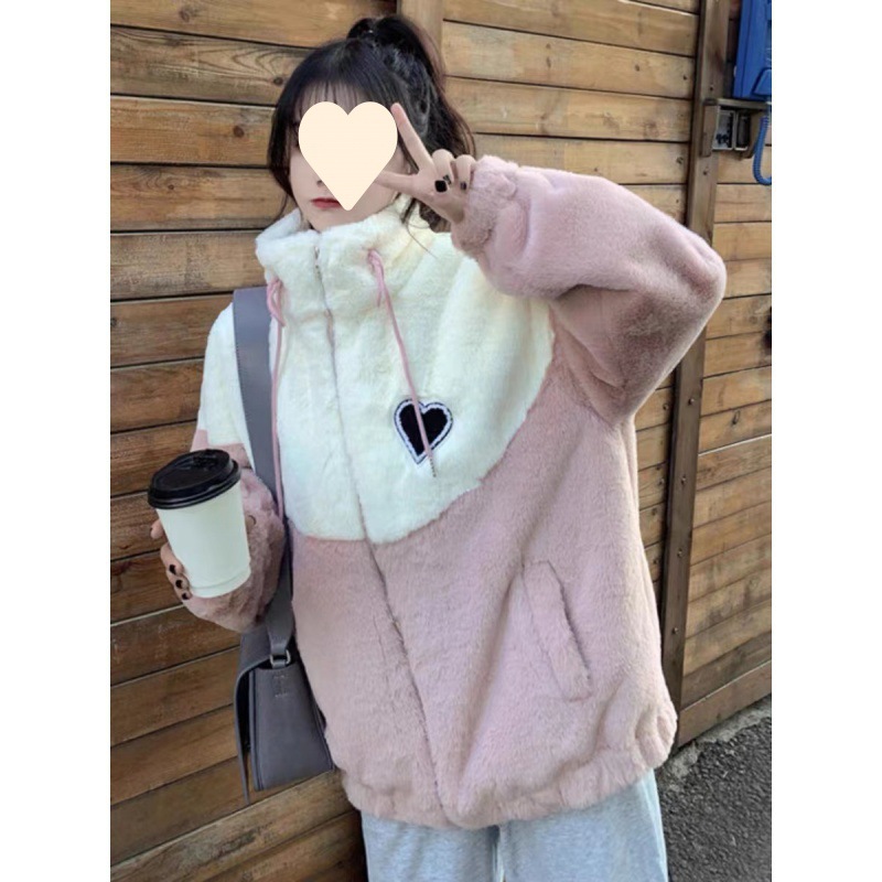 Picture of fleece-lined thickened sweater girl 2025 autumn and winter junior high school Senior high school students cotton-padded coat cotton-padded jacket coat