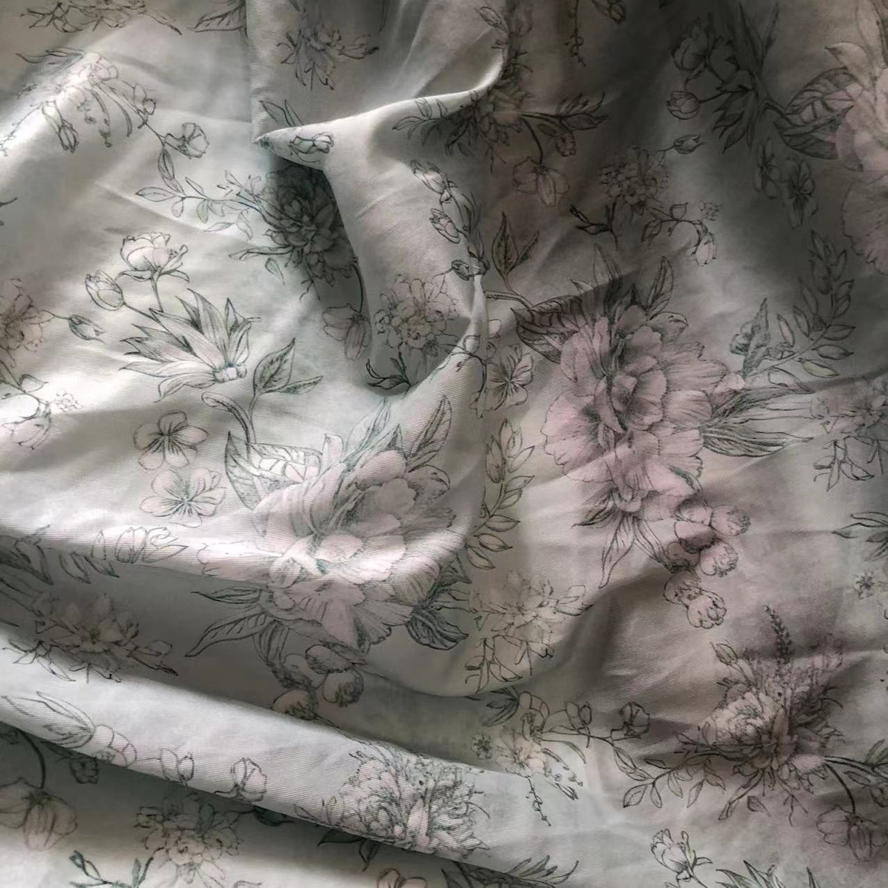 New Chinese Style Printed Letter Striped Polyester-Cotton-Linen New National Style Imitation Cotton-Linen New National Style Cheongsam Dress Fabric