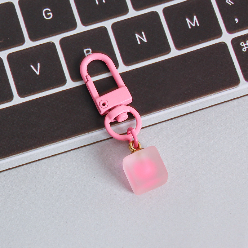 Picture of ins style AB color love beads keychain pendant diamond-shaped cut hanging hole door buckle girl's heart bag bag hanging jewelry