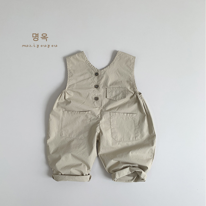 Picture of Spring and Summer Fashionable Style Children's Thin Strappy Pants for Boys and Girls New Korean Style Mori Retro One-Body Clothes Baby Children's Clothing