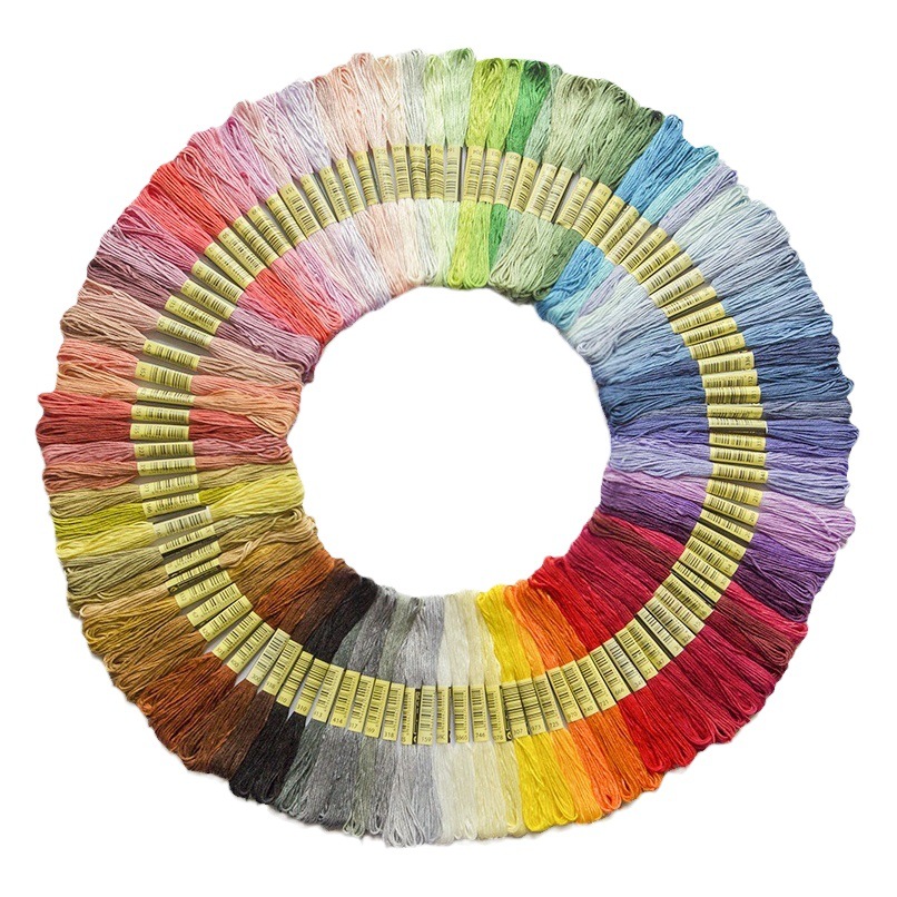 Factory wholesale cross stitch thread 8 meters 6 strands 12-447 color polyester embroidery thread embroidery thread manual stamp music needle thread