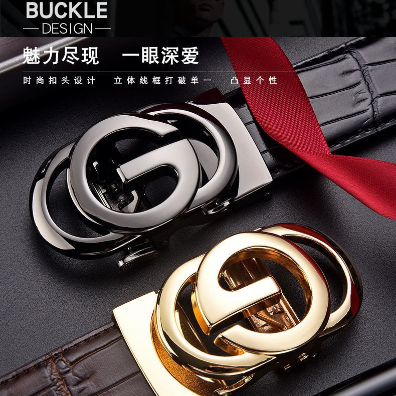 genuine goods Belt Men's Genuine Leather Automatic Buckle Trendy Young Business Pure Cowhide Belt 2024 New Arrival Trouser Belt for Men