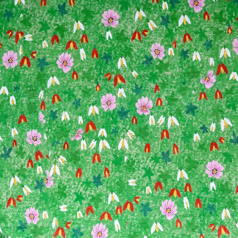 Picture of Tencel Jacquard Fabric with Small Green Flowers, 1.5m Width, New Chinese Style Hanfu Cheongsam Dress Fabric