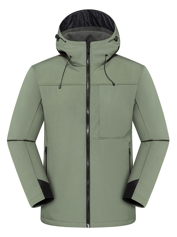 Outdoor soft shell coat for men and women with composite fleece-lined autumn and winter windproof waterproof warm jacket coat plus size cross-border