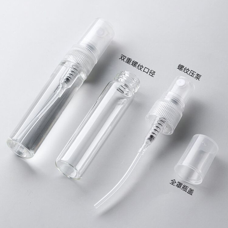 Picture of 2.3.5.10ml small sample glass perfume bottle transparent plastic nozzle multi-color pull tube frosting trial spray bottle