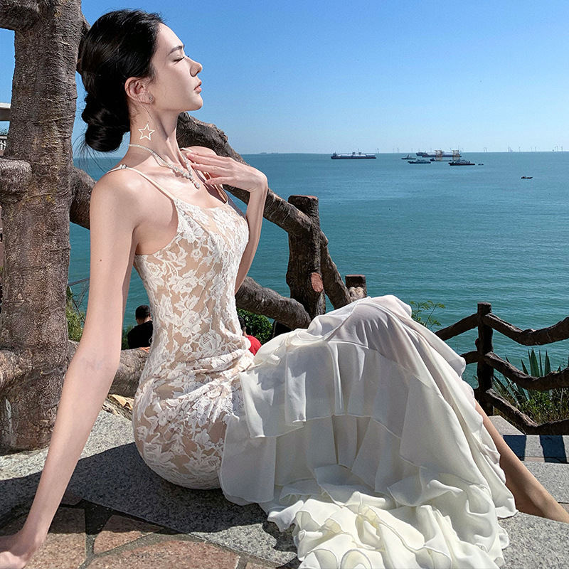 Engagement Banquet Bridesmaid Dress Senior Niche Birthday Party Dress Heavy Industry Flower Embroidered Sling dress