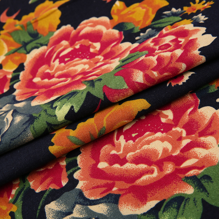 Picture of Hemp cotton digital printed fabric Yunnan Lijiang printed cotton linen fabric ethnic style retro Bohemian fabric