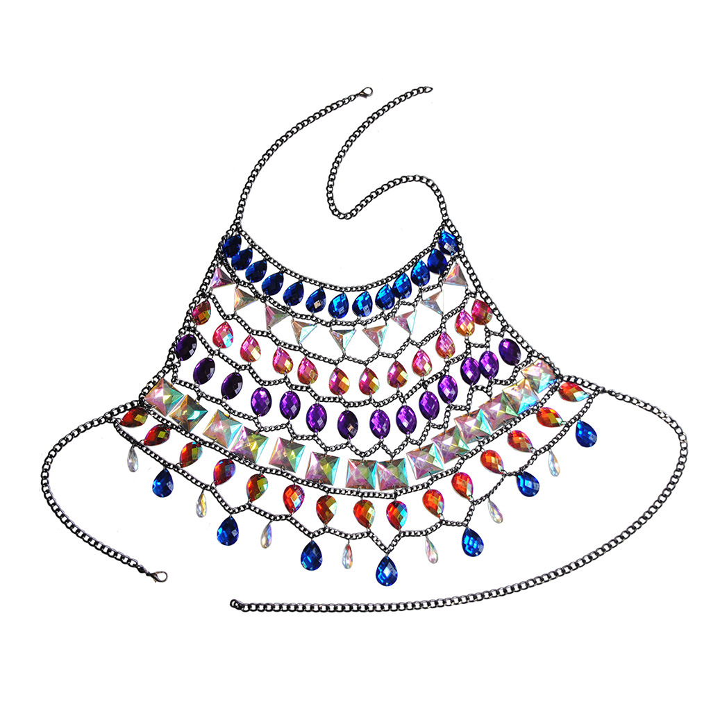 Picture of European and American spring and summer new cross-border jewelry popular nightclub acrylic chest chain bikini bohemian style body chain