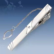 Picture of Metal tie clip men's suit chain 140 simple flower type business atmosphere with drill tie clip