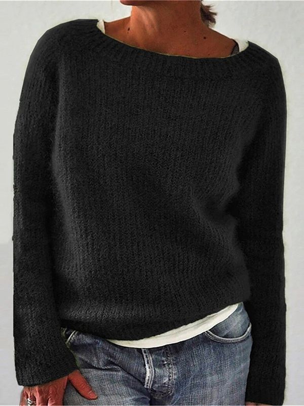 Picture of 2024 Amazon New Sweater Women's Solid Color Quiet Basic Sweater Sweater Round Neck Fashionable and Easiest for Match