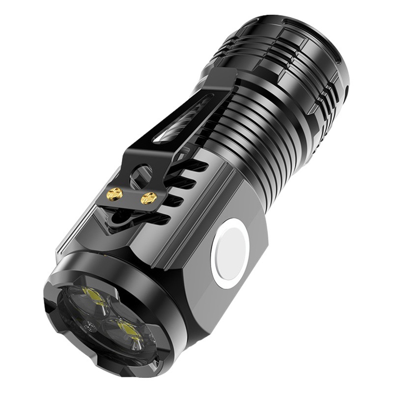 Cross-border new flashlight super bright mini flash three-eye monster abs flashlight waterproof hat clip light