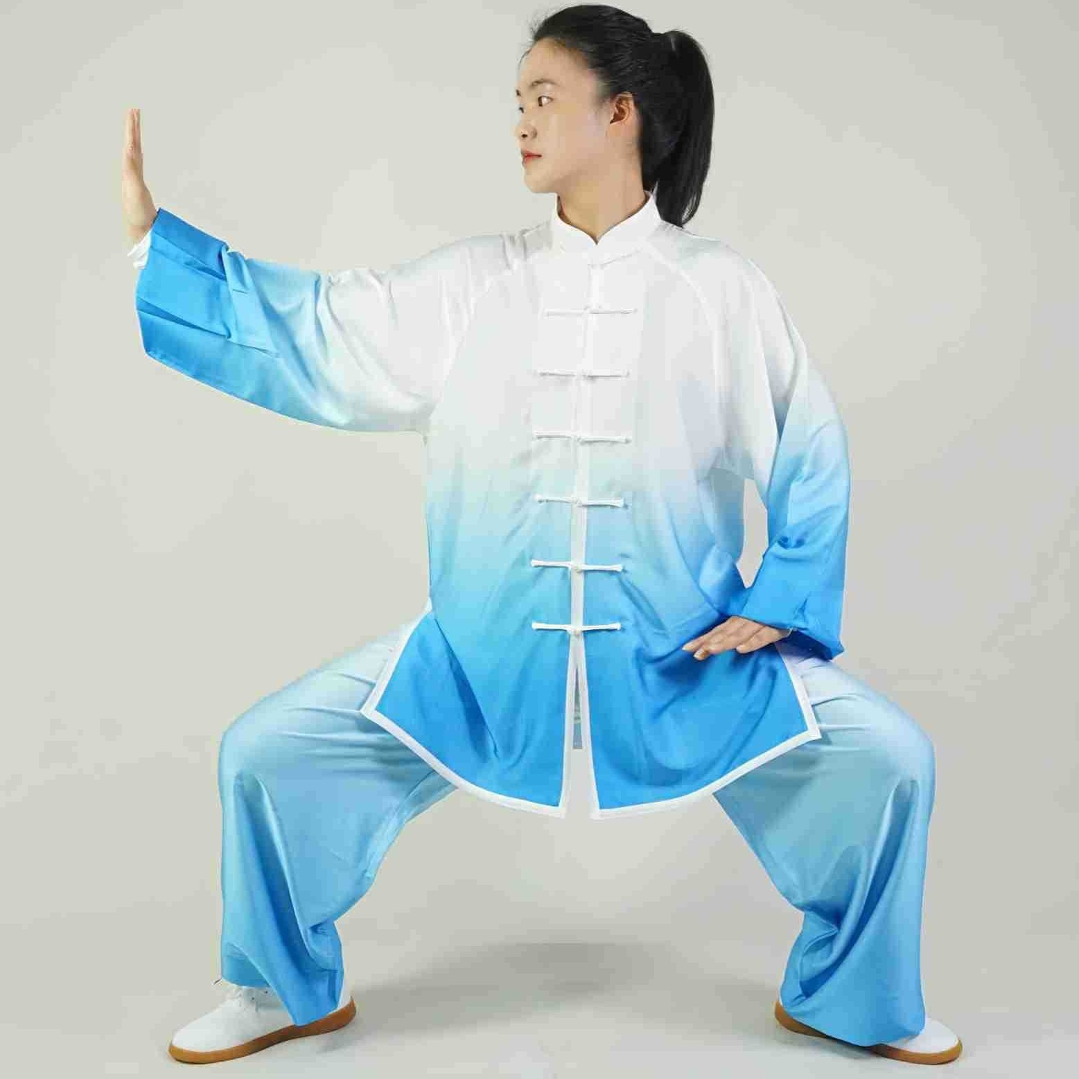 Picture of Gradient Tai Chi Suit, Martial Arts Suit, Training Suit, Eight-Section Brocade Performance Suit, Milk Silk Performance Martial Arts Suit, Practice Bend