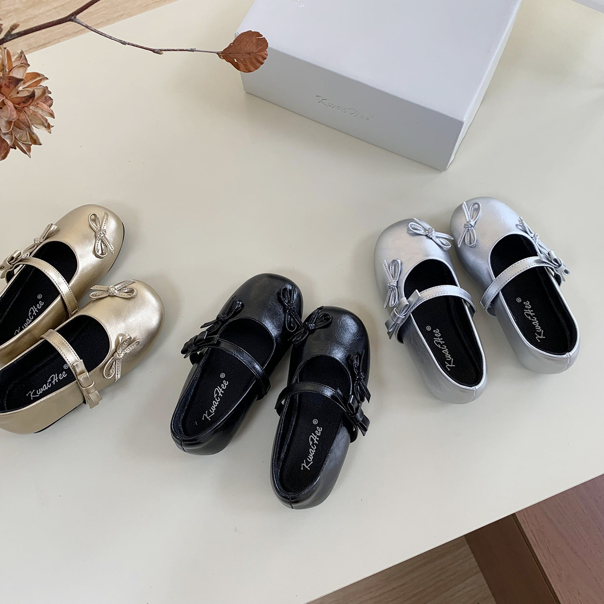 Girls' Soft-Soled Mary Jane Ballet Flats 2025 Spring/Autumn New Round Toe Bow Single Strap Flat Flats Trendy Style